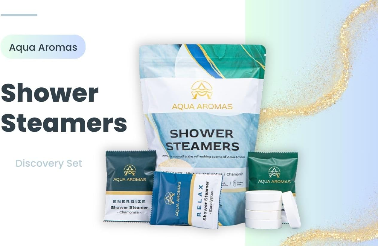 Aqua Aromas Shower Steamers - Aromatherapy Variety Shower Bombs, 15 Count - Eucalyptus, Chamomile, and Mint Essential Oils for Relaxation & Invigoration - Spa-Like Experience