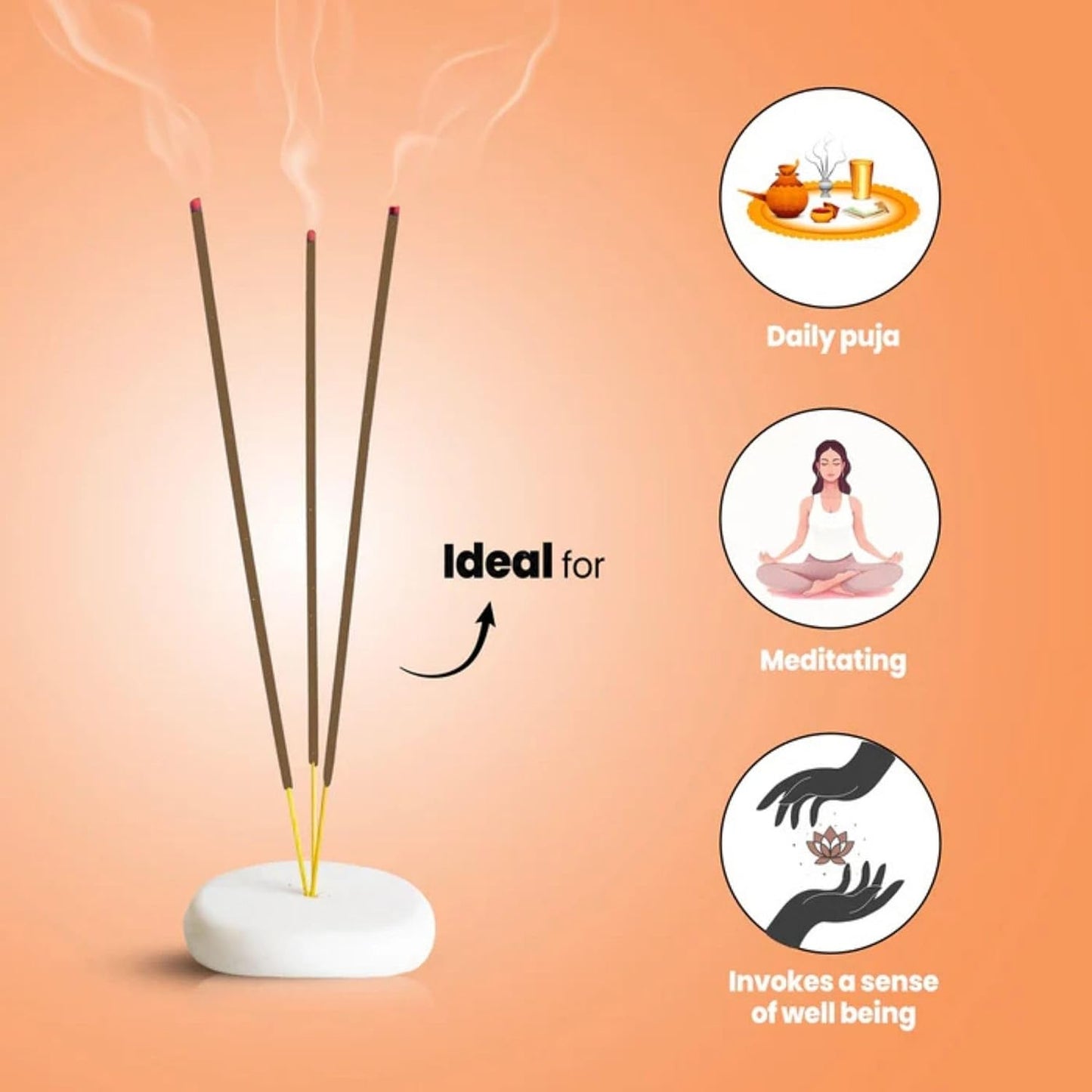 Premium Incense Sticks for Cleansing House, Relaxation, Stress Relief, Meditation & Positivity with 1 Assorted Wooden Incense Stick Holder - 14 Fragrances, 100g, 3 Sticks Per Fragrance, Hashcart®
