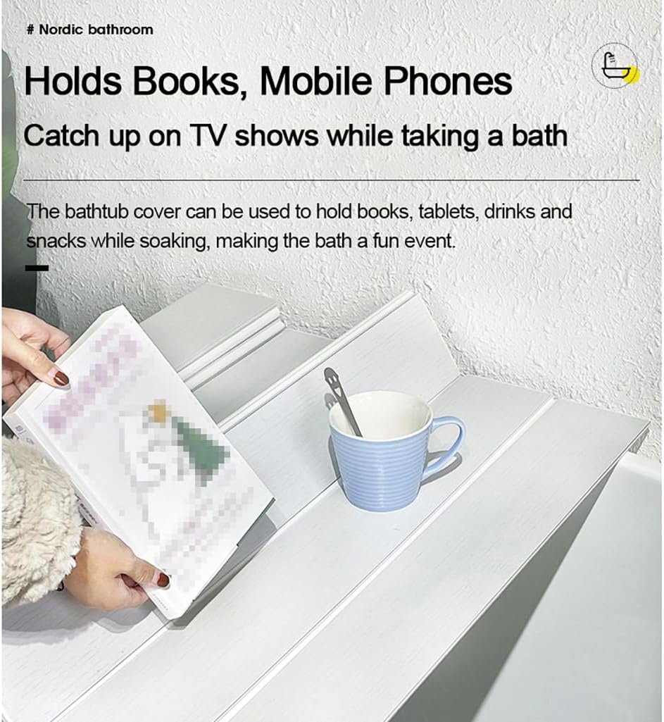 Adjustable Foldable Dust-Proof Bathtub Cover White,Waterproof Shutter Bathtub Tray & Laptop Desk 2 In 1 Fits Most Tubs,Modern Bath Tub Racks for Home (Size:0.24in thick,Color:0.7Mx1.7M（2.3FTx5.58FT）)
