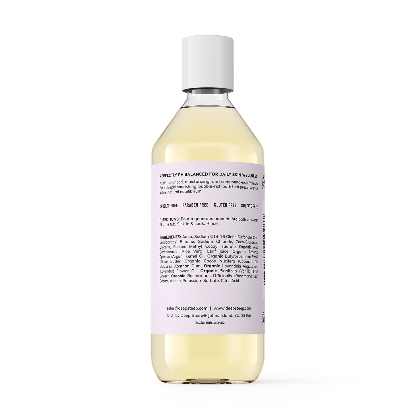Deep Steep Bubble Bath, Lavender Vanilla, 10 oz – Soothing Soak with Shea Butter, Argan Oil, Aloe Vera & Coconut Oil – Vegan, Sulfate-Free, PH-Balanced Clean Beauty