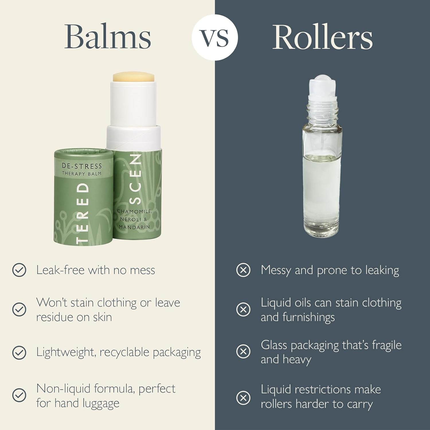 Scentered Aromatherapy De-Stress Balm Christmas Stocking Gift for Stress Relief - Essential Oil Roll On with Chamomile & Rosemary - Calming Relaxation - Self-Care Stocking Stuffers for Women