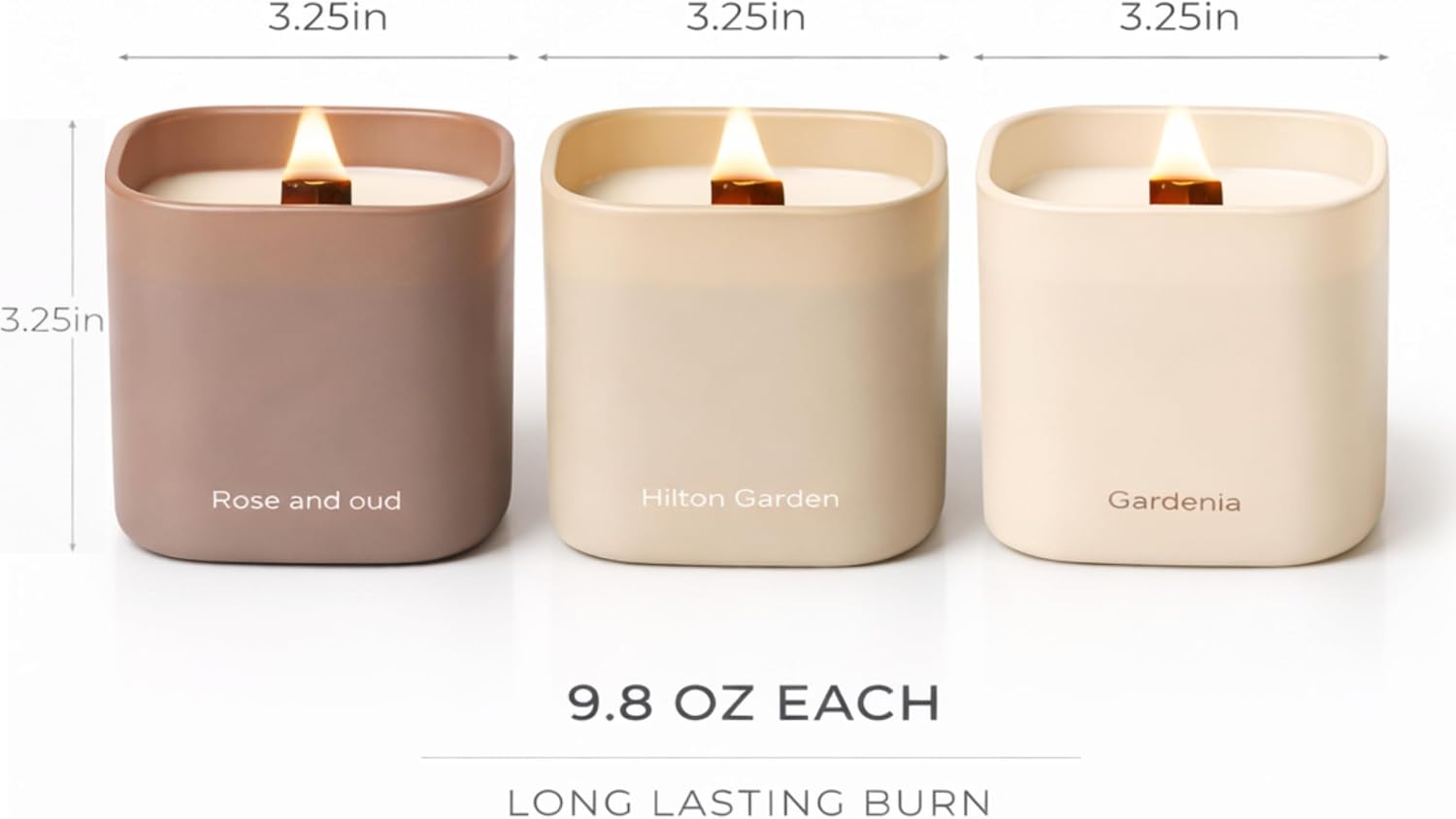 Set of 3 Premium Scented Soy Candles Gift Set | Nature's Bloom Collection - Gardenia, Hilton Garden and Rose & Oud | Crackling Wood Wick | Luxury Candles for Relaxation, Home Décor, Gifts | 9.8oz Each