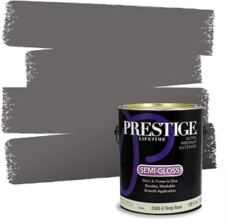 PRESTIGE Paints Exterior Paint and Primer In One, 1-Gallon, Semi-Gloss, Comparable Match of Benjamin Moore* Kendall Charcoal*