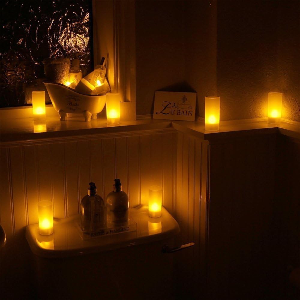 WoneNice Rechargeable Tea Lights Flickering Flameless Candles with Charging Base and AC Adapter, Romantic for Mother's Day Lantern Party Restaurants Weddings Christmas and Holiday Decoration