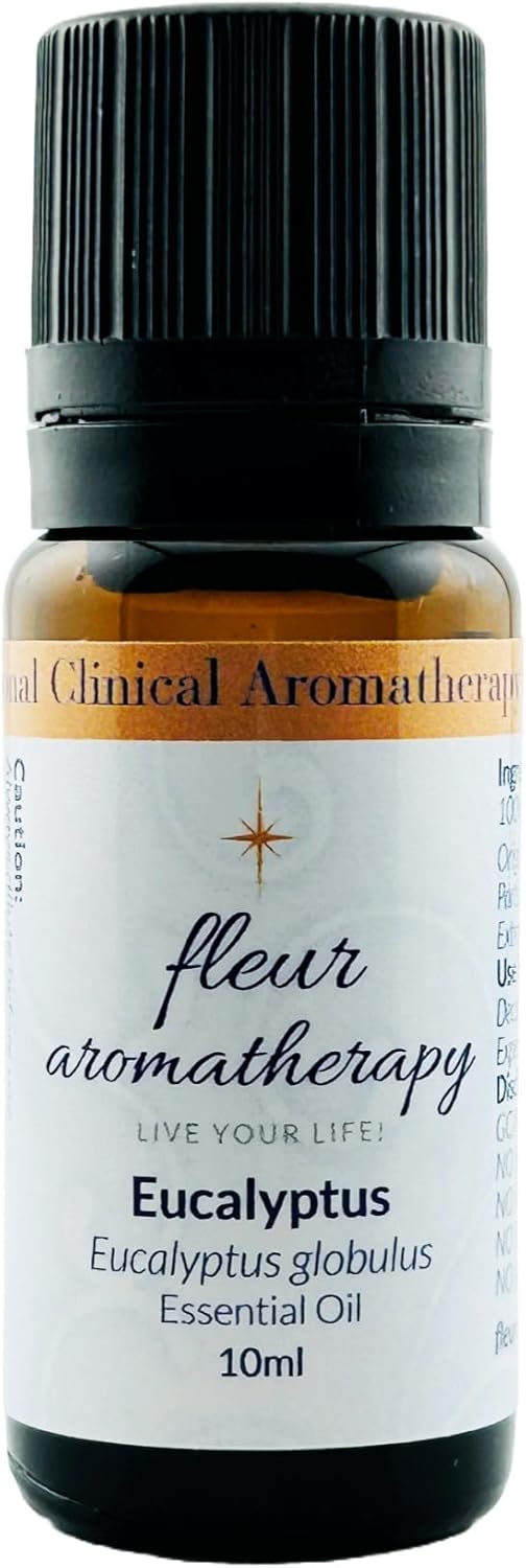 Eucalyptus Essential Oil 10ml – 100% Pure Eucalyptus globulus – Steam Distilled – GC/MS Tested – Clarifying & Fresh Aroma – Professional Clinical Aromatherapy Quality – Fleur Aromatherapy