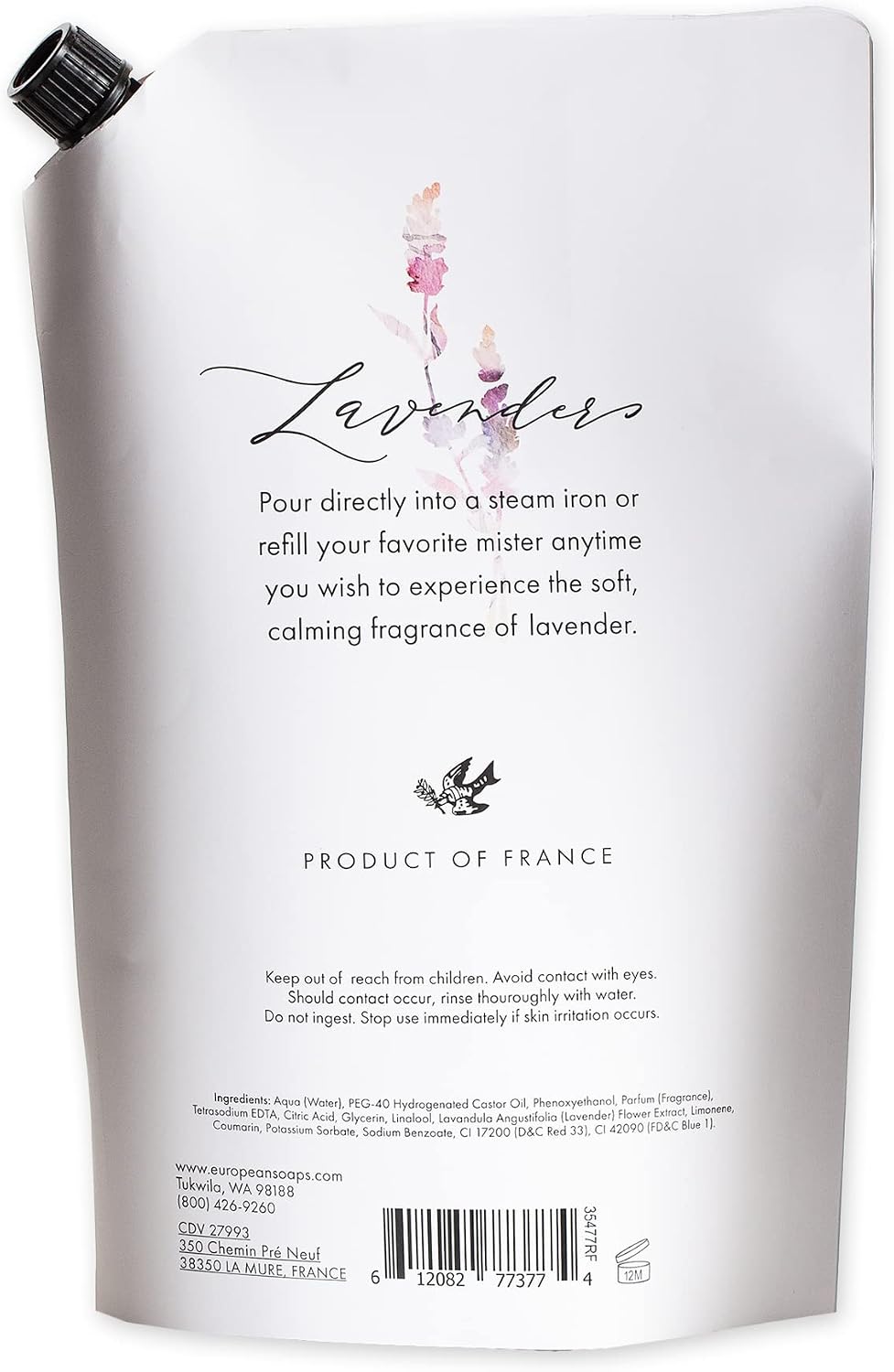 Pre de Provence Provincial Lavender Collection Soft Calming Scent for Your Home, Linen Water Refill, 33.8 fl oz