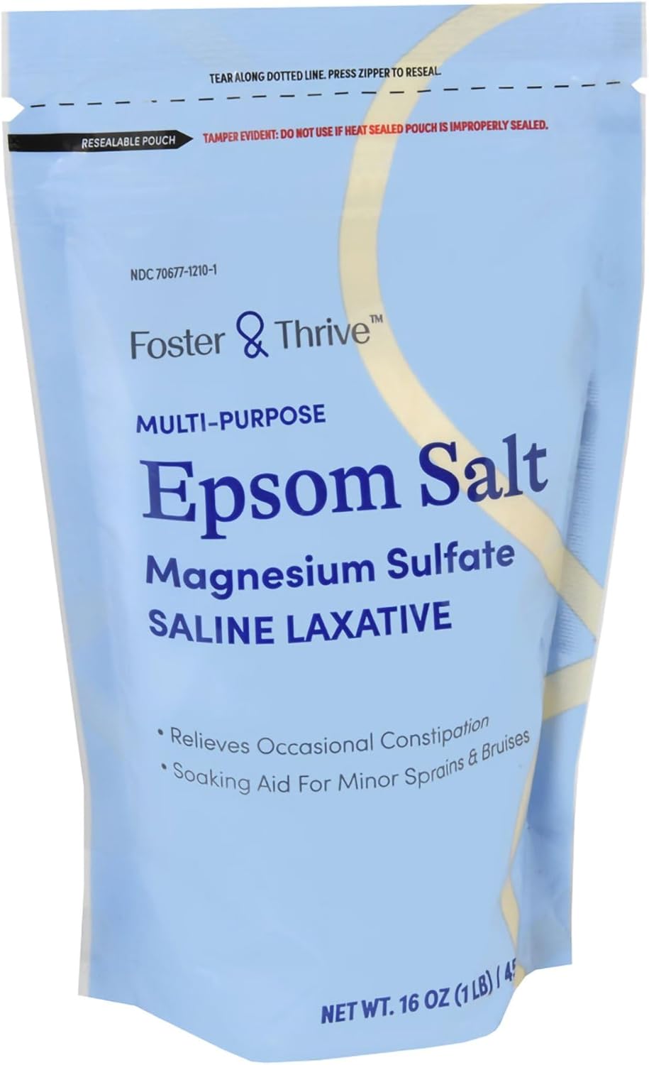 Foster & Thrive 1 lb Pouch Epsom Salt Granules - Magnesium Sulfate USP 100% - Saline Laxative - Multi Purpose
