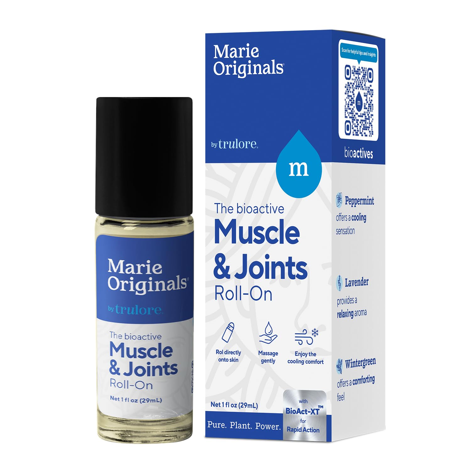 Marie Originals Muscle & Joint Roll-On, 29ml Pain Relief Roll On with Peppermint Oil & Essential Oils for Back Pain, Neck Pain, Knee Pain & Sore Muscle Relief