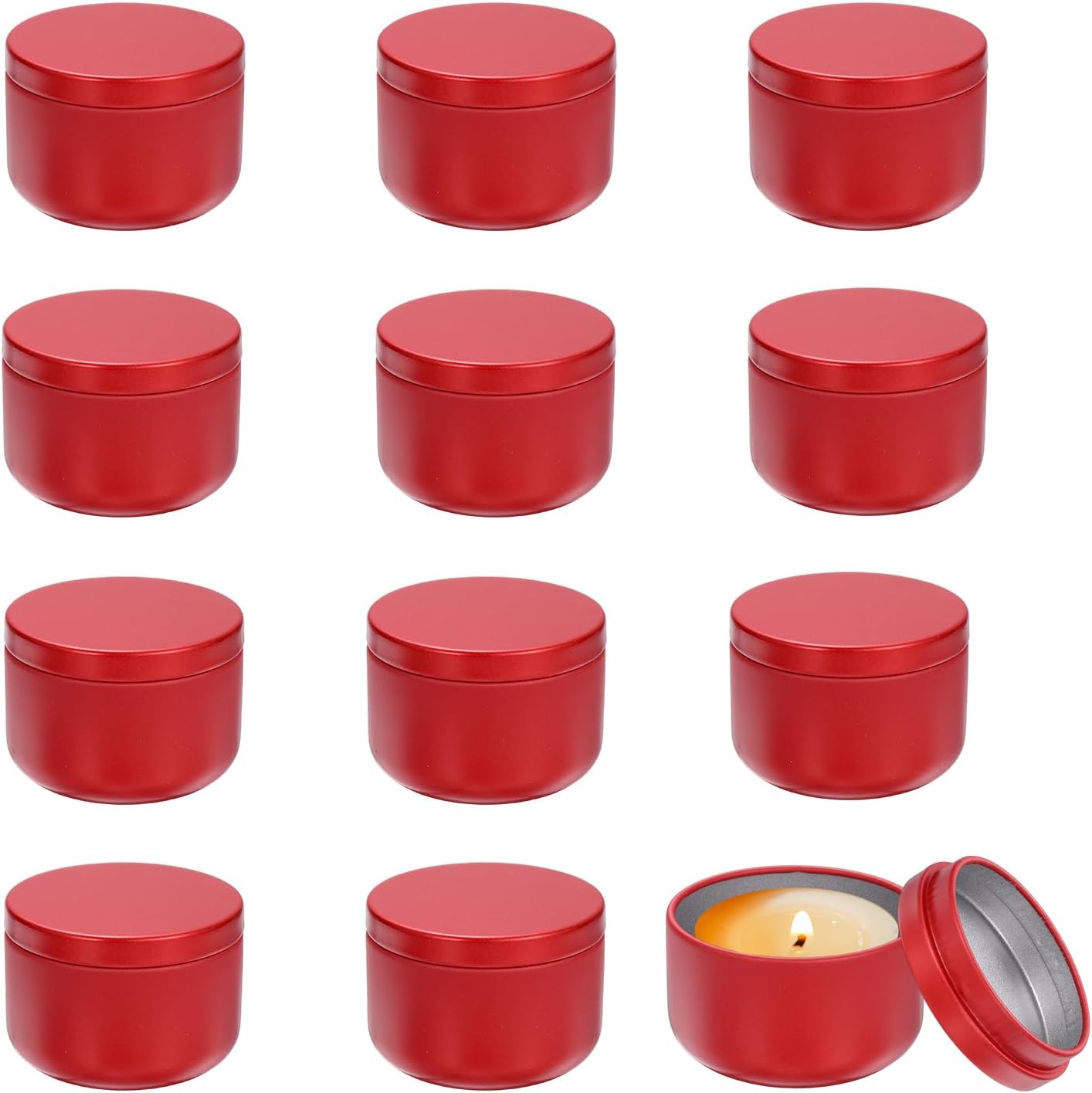 MECCANIXITY 3oz Candle Tins, 12pcs Metal Candle Tins Jars with Lids Round Empty Tin Can Containers Bulk for Storage Tea and Making DIY Arts Crafts Christmas Gifts, Wine Red