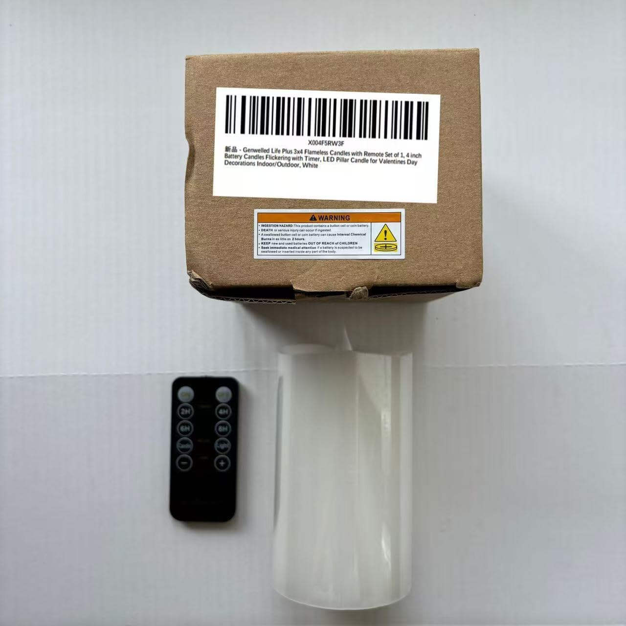 3x4 Flameless Candles with Remote Set of 1, 4 inch Battery Candles Flickering with Timer, LED Pillar Candle for Indoor/Outdoor, White