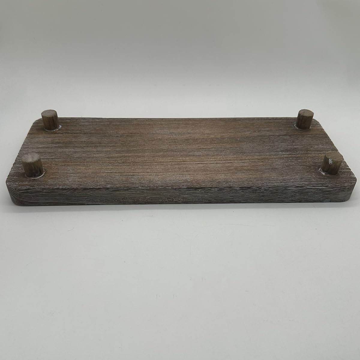 16x6.5x1 Inch Distressed Large Wooden Candle Tray, Christmas Rustic Farmhouse Tealight Holder for Table Centerpiece (Large Brown)
