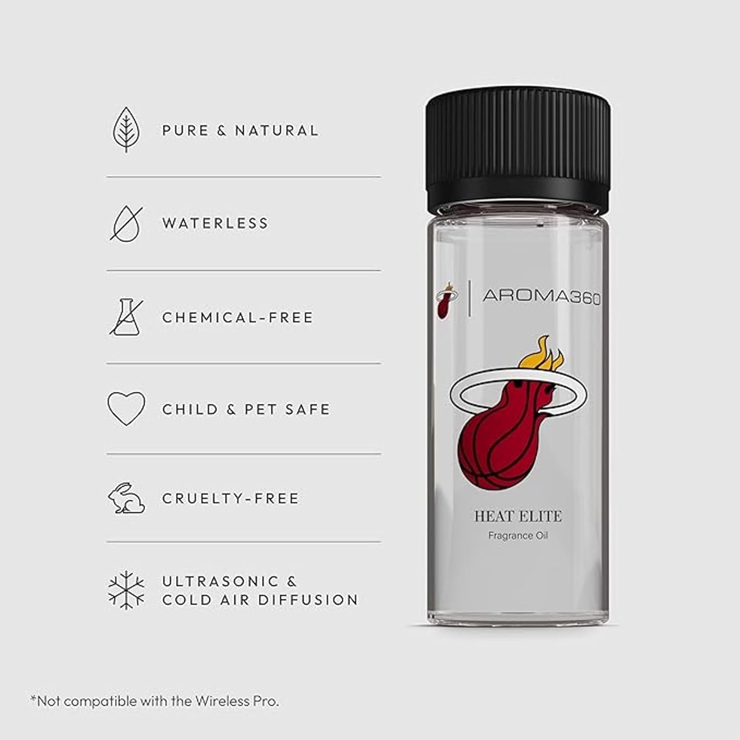 Aroma360 | Heat Elite (Cashmere & Dark Rose) Oil Blend | Miami Heat Edition Essential Diffuser Oil | Aromatherapy Scent Diffuser Oil | Italian Mandarin, Peach Blossom and Patchouli 1.7 fl oz, 50 mL