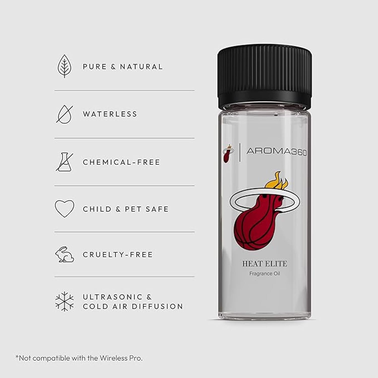 Aroma360 | Heat Elite (Cashmere & Dark Rose) Oil Blend | Miami Heat Edition Essential Diffuser Oil | Aromatherapy Scent Diffuser Oil | Italian Mandarin, Peach Blossom and Patchouli 1.7 fl oz, 50 mL