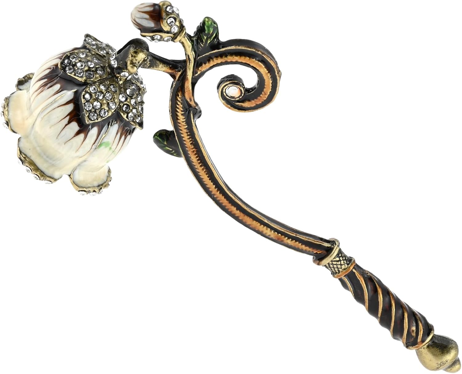 Flower Candle Snuffer, Vintage Design Exquisite Candle Accessory, Candle Extinguisher Flame with Long Handle Putting Out Fire Prevent Smoke from Spreading(White)