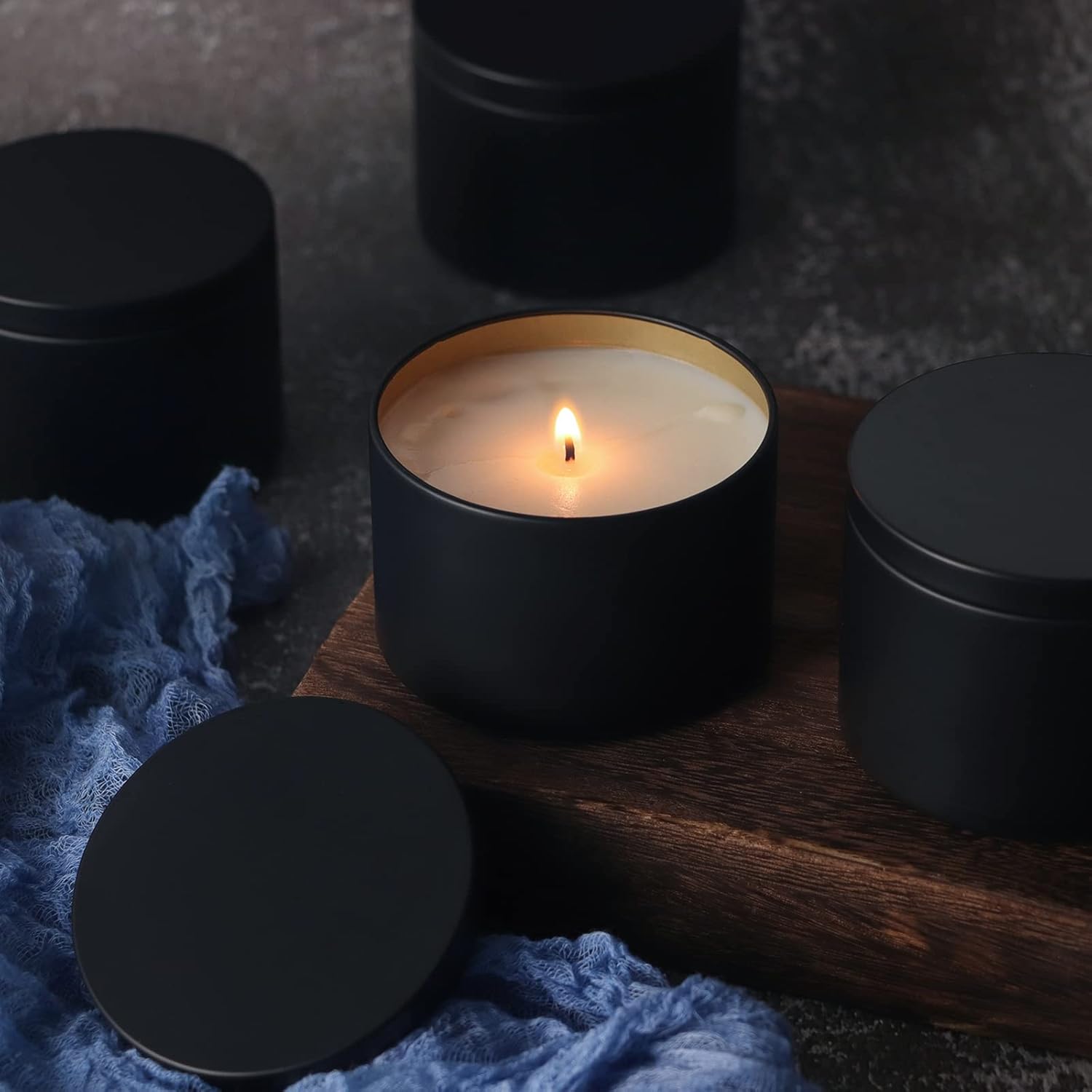 sonviitins 48 Pieces 4 Oz Black Candle Tins,4oz Candle Jars Candle Containers with Lids, Candle Tin for Candles Making, Arts & Crafts, Storage, and Gifts