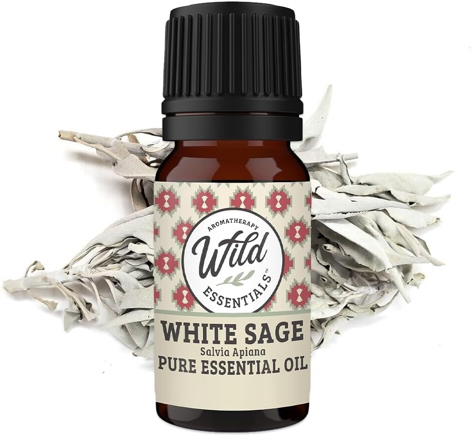 Wild Essentials White Sage 100% Pure Essential Oil - 10ml, Premium Grade, Made and Bottled in The USA, Cleansing, Purifying, Relaxing
