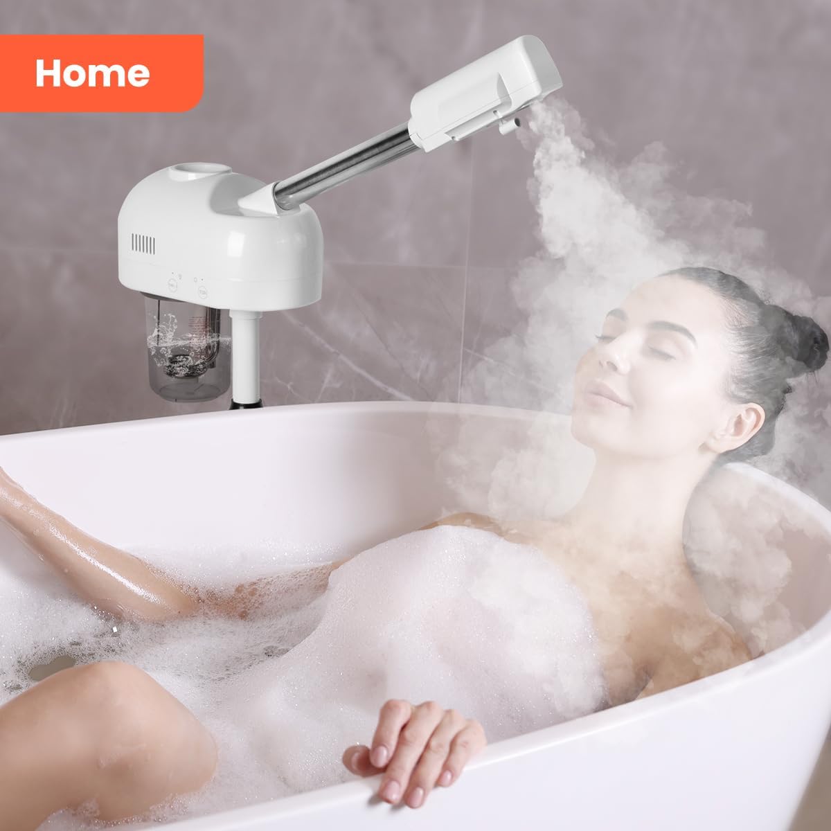 TASALON Professional Facial Steamer, Hot Mist Spray, Vaporizador Facial Steamer for Esthetician, Height Adjustable, SPA at Home, White