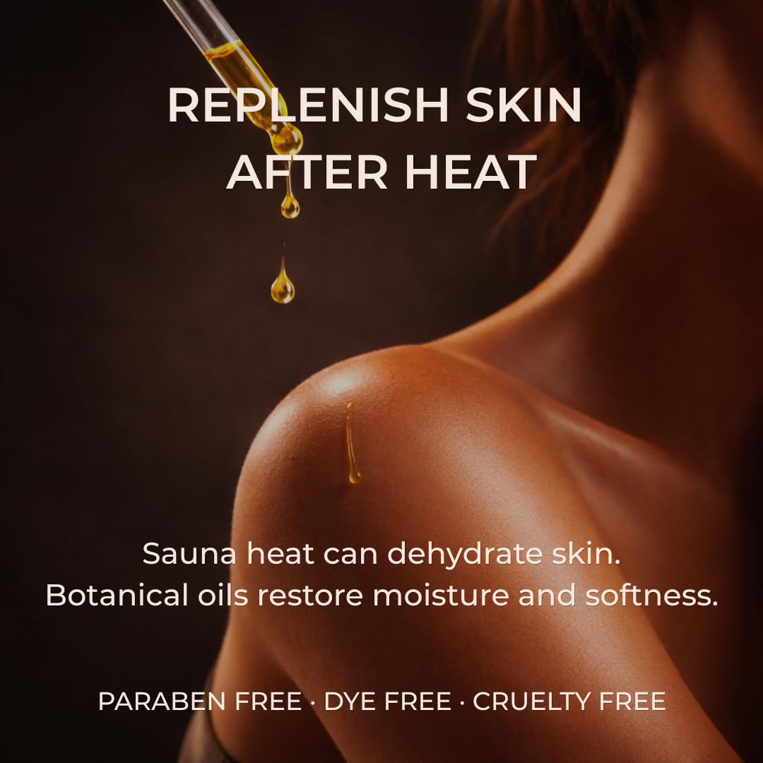After Sauna Body Oil – Organic Jojoba, Apricot & Evening Primrose | Lightweight Nourishing Luxury Body Oil with Bergamot & Cedarwood | Vegan, Paraben Free for Sauna Recovery Ritual