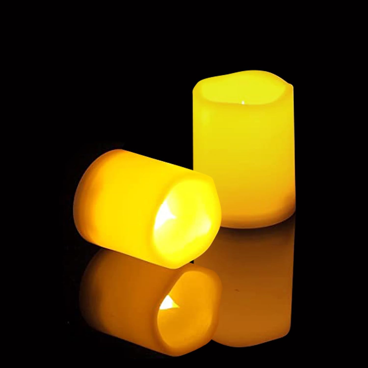 Waterproof Outdoor Battery Operated Flameless Candles with Auto Timer Flickering Plastic Resin Electric LED Pillar Lights for Lantern Patio Garden Wedding Party Decorations 3x4 Inches 2 Pack White
