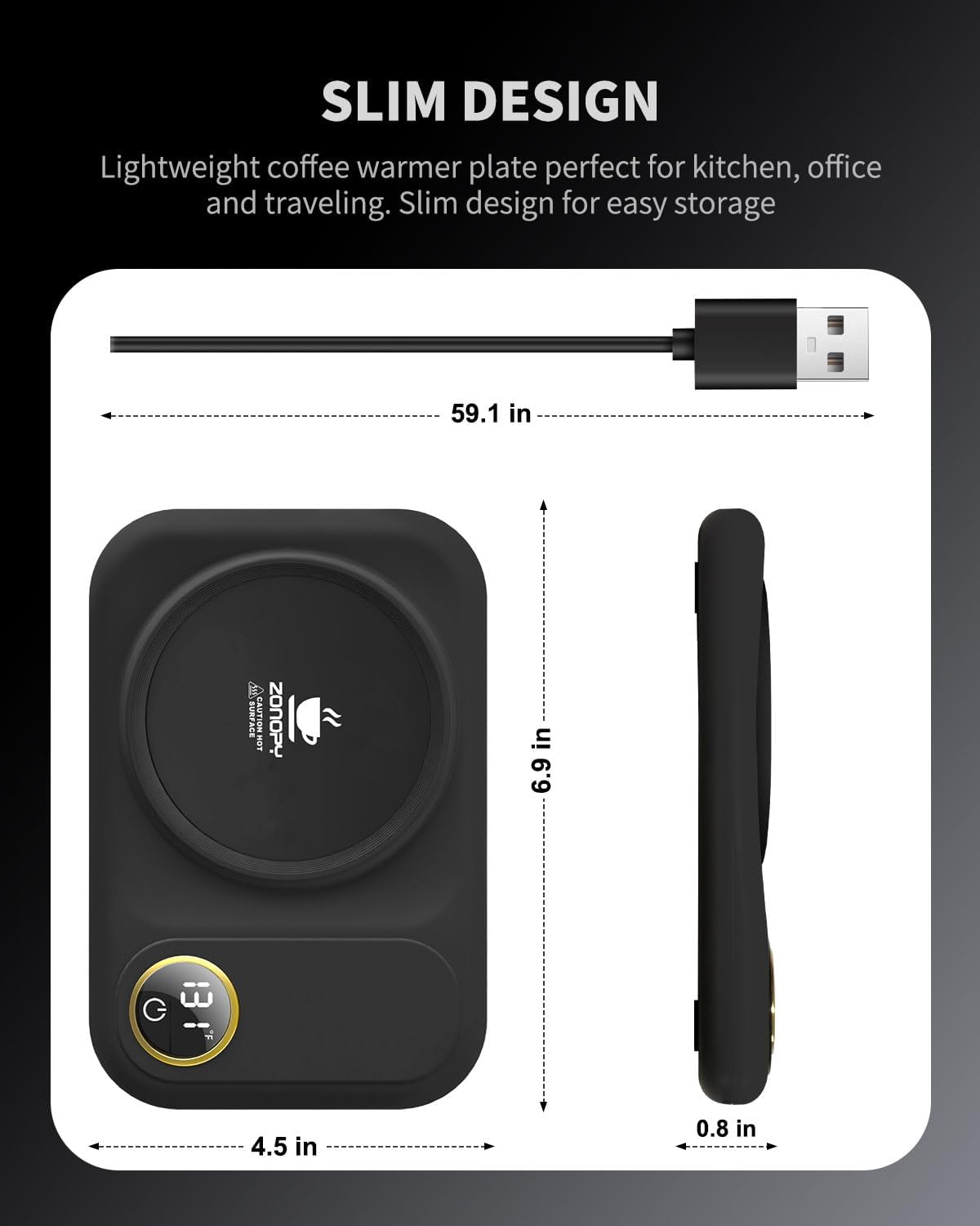 Coffee Mug Warmer, 3-Temp Settings USB Coffee Mug Warmer, 113℉/131℉/149℉ Plug in USB Candle Warmer Beverage for Coffee, Cocoa, Tea, Candle, Gift for Women Man Coffee Lover