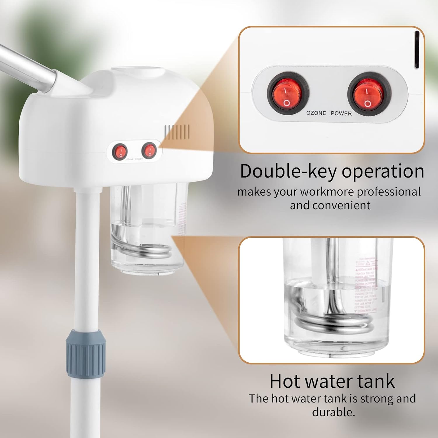 2 in 1 Facial Steamer with 3X Magnifying Lamp - Professional for Home & Beauty Salon