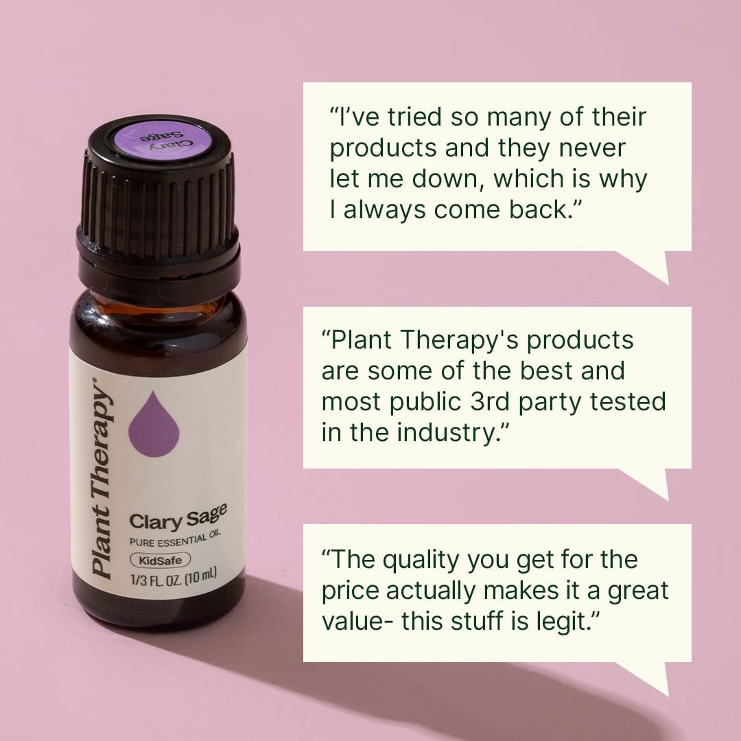 Plant Therapy Clary Sage Essential Oil 100% Pure, Undiluted, Natural Aromatherapy, Therapeutic Grade 10 mL (1/3 oz)