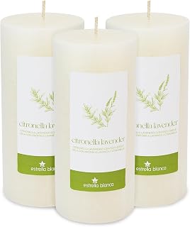 Citronella Lavender Candles - Citronella Scented Pillar Candle Ivory - 3x6 inch - 3 Pack - Long Lasting Burn Outside Candles for Garden Yard Balcony, Summer Camping