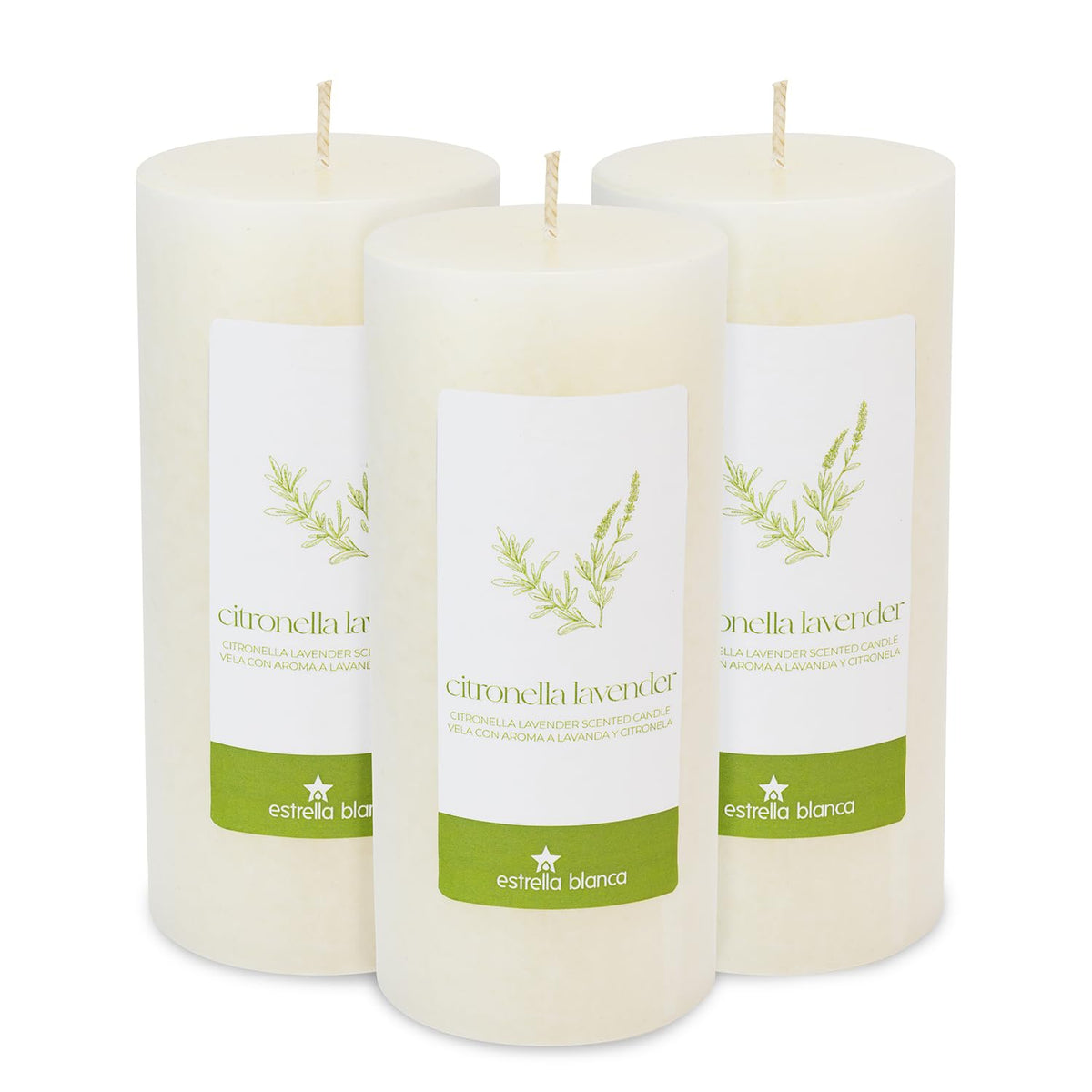 Citronella Lavender Candles - Citronella Scented Pillar Candle Ivory - 3x6 inch - 3 Pack - Long Lasting Burn Outside Candles