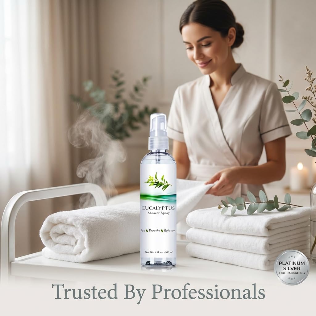 Three Drops of Life Eucalyptus Shower Spray, Premium Essential Oil Mist, Spa Quality for Strong Refreshing Scent, Home, Office and Bath (Eucalyptus Spray for Shower, 4oz)