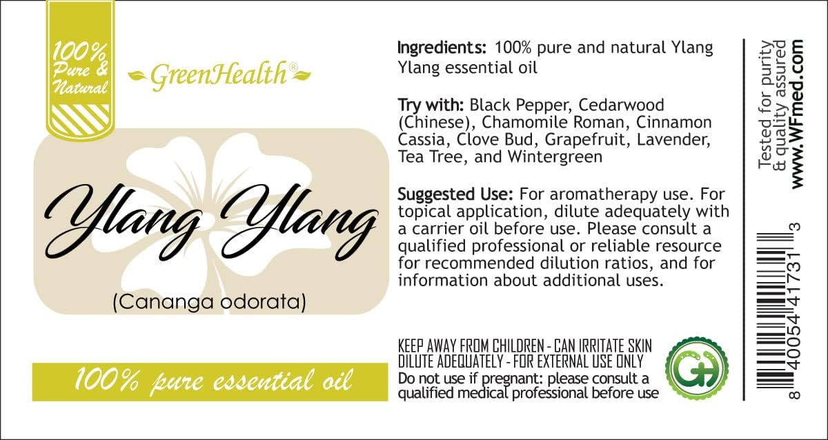 Ylang Ylang Essential Oil – 8 fl oz (237 ml) Aluminum Bottle w/Plug Cap – 100% Pure Essential Oil – GreenHealth