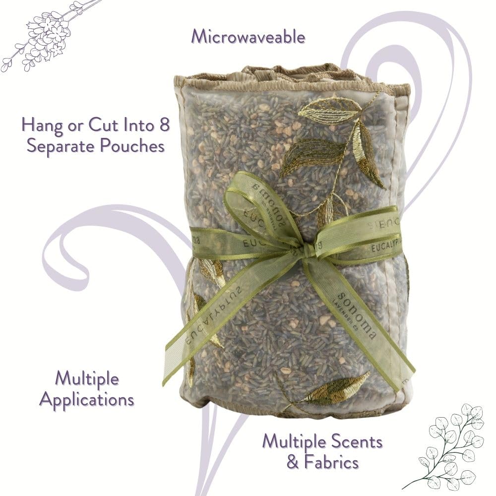 Sonoma Lavender, Dried Eucalyptus and Lavender Sachets by the Yard for Drawers and Closets, Natural Air Freshener for Home, Car, Bag, Room, and Closet