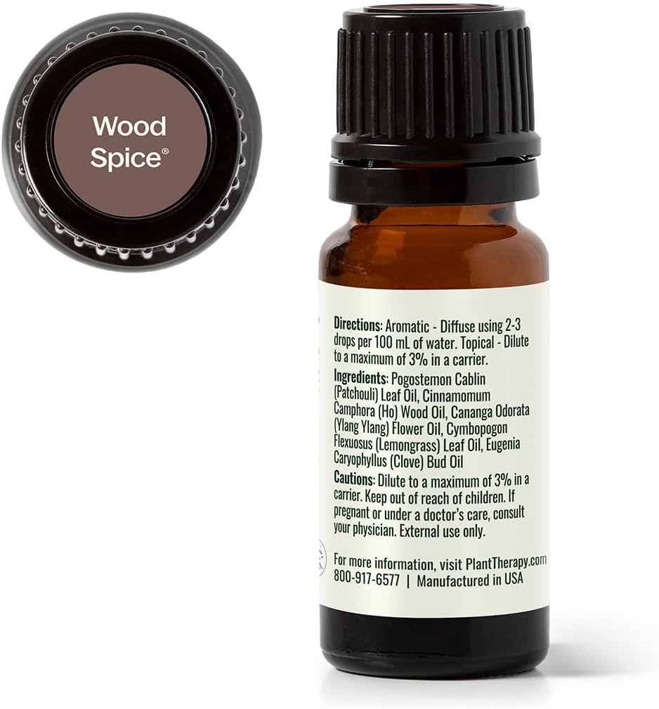 Plant Therapy Wood Spice Essential Oil Blend 10 mL (1/3 oz) 100% Pure, Undiluted Essential Oils, Great for DIYs and Diffusing