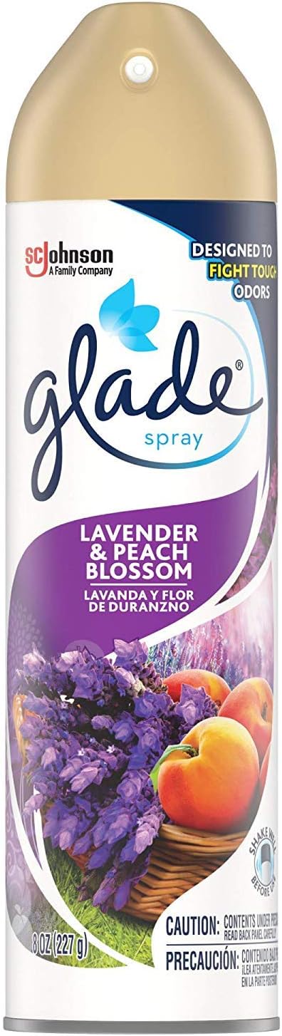 Glade Air Freshener Spray 8 Oz Collection 4 Flavors: Lavender & Peach Blossom, Hawaiian Breeze, Clean Linen & Apple Cinnamon. Pack of 4.