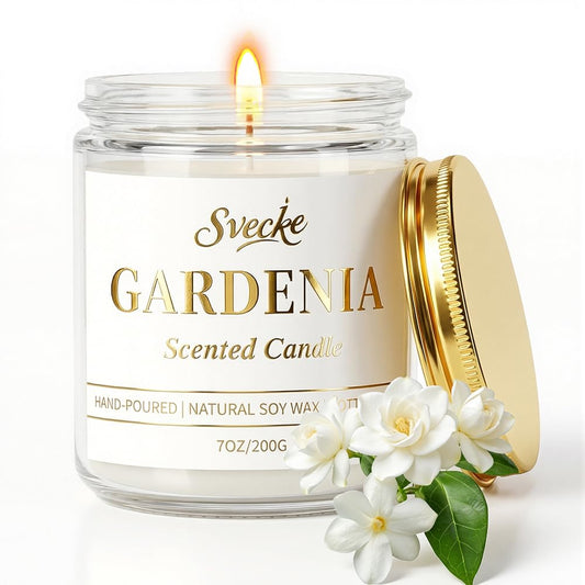 Gardenia Scented Candle 7oz Soy Wax Jar Candle Long Burning Aromatherapy Candle for Home Bedroom Gift for Women Men