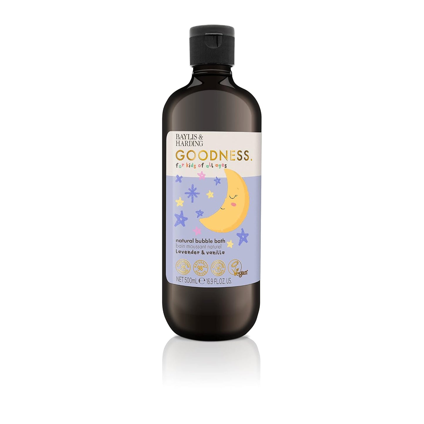 Baylis & Harding Goodness Kids Lavender & Vanilla Natural Bubble Bath 16.9 fl. oz (Pack of 3) - Biodegradable Formula - Vegan Friendly