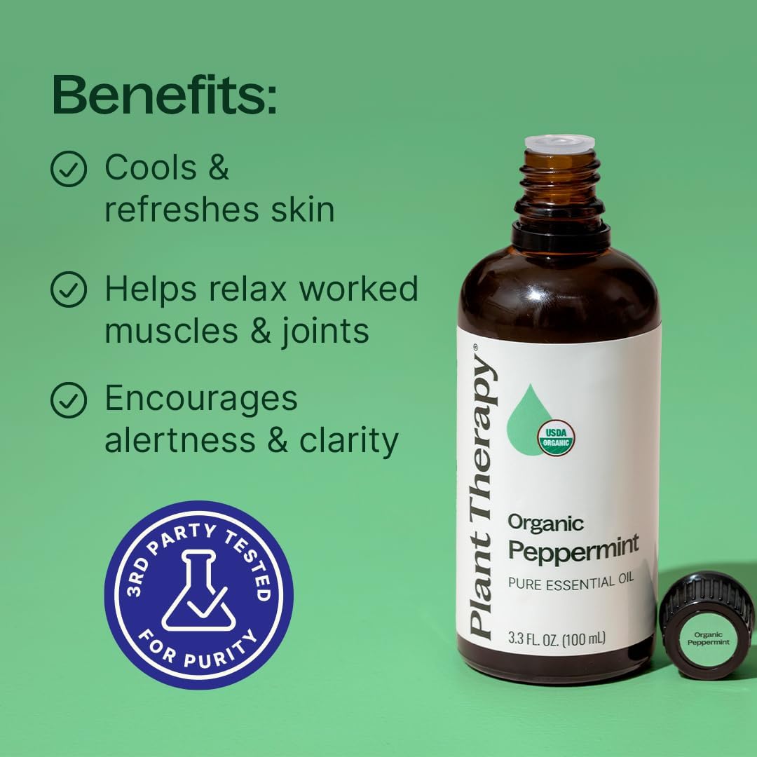 Plant Therapy Organic Peppermint Essential Oil 100 mL (3.3 oz)