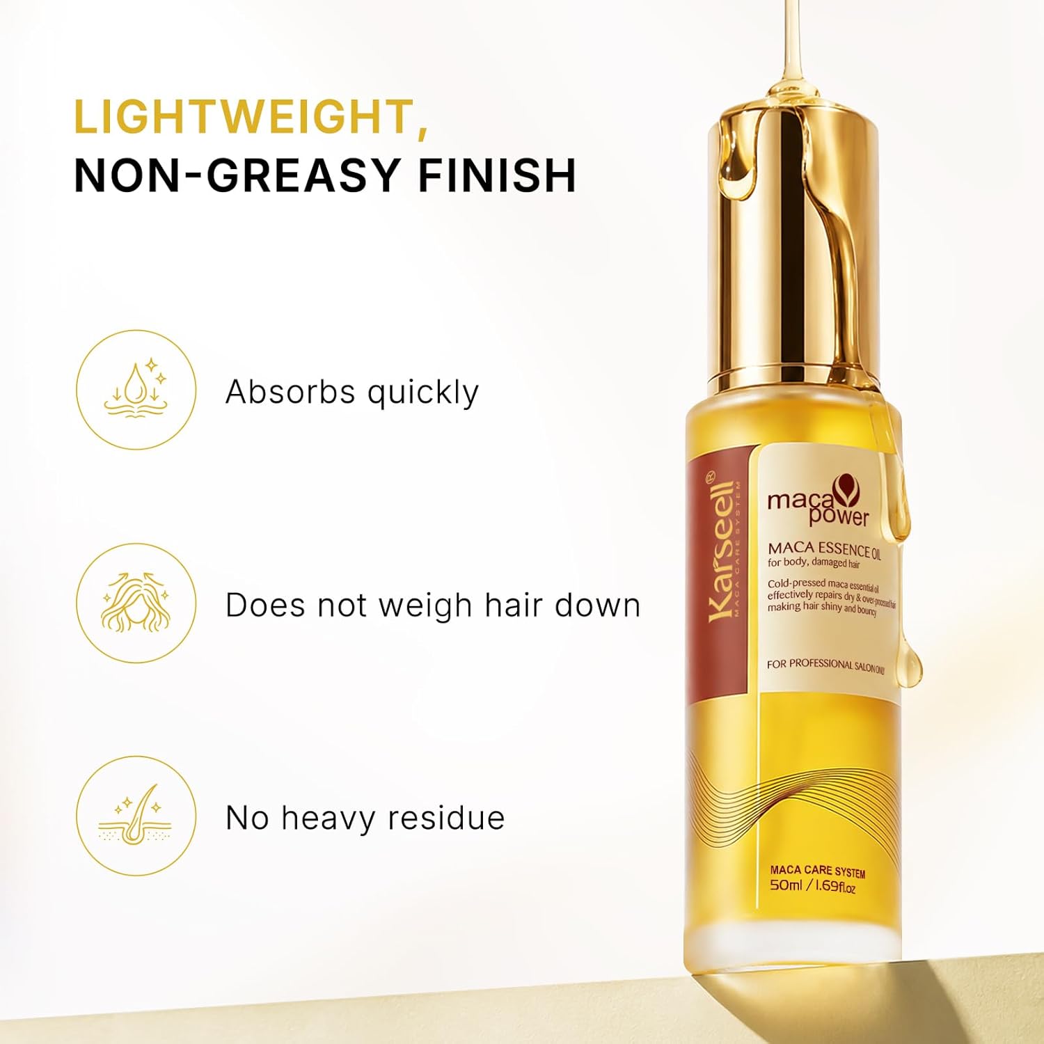 Karseell Moroccan Argan Oil for Hair Healing Cold Pressed Weightless Argan Oil Hair Serum for Dry Damaged Hair 50ml