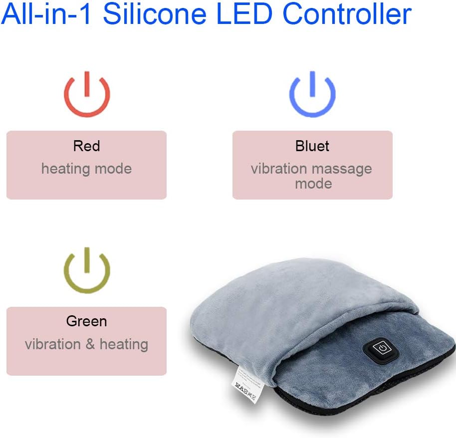 Electric Heated Foot Warmer with Massage,Vibration and Heating,Soft Plush Fabric & USB Fast Heating Pad for Women and Men,Relieve Foot Pain Soreness