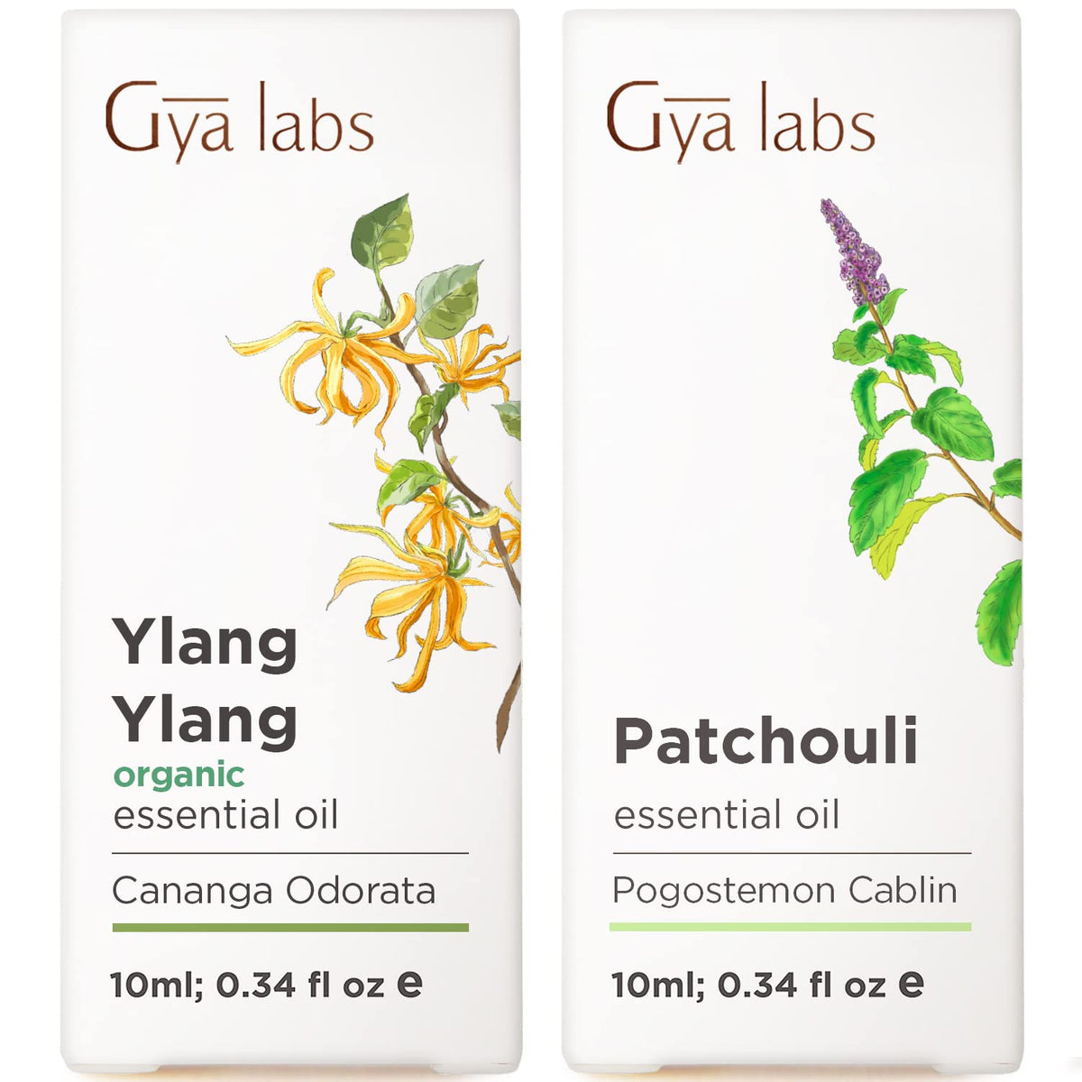 Organic Ylang Ylang Essential Oil for Diffuser & Patchouli Essential Oil for Diffuser Set - Aromatherapy Grade Essential Oils