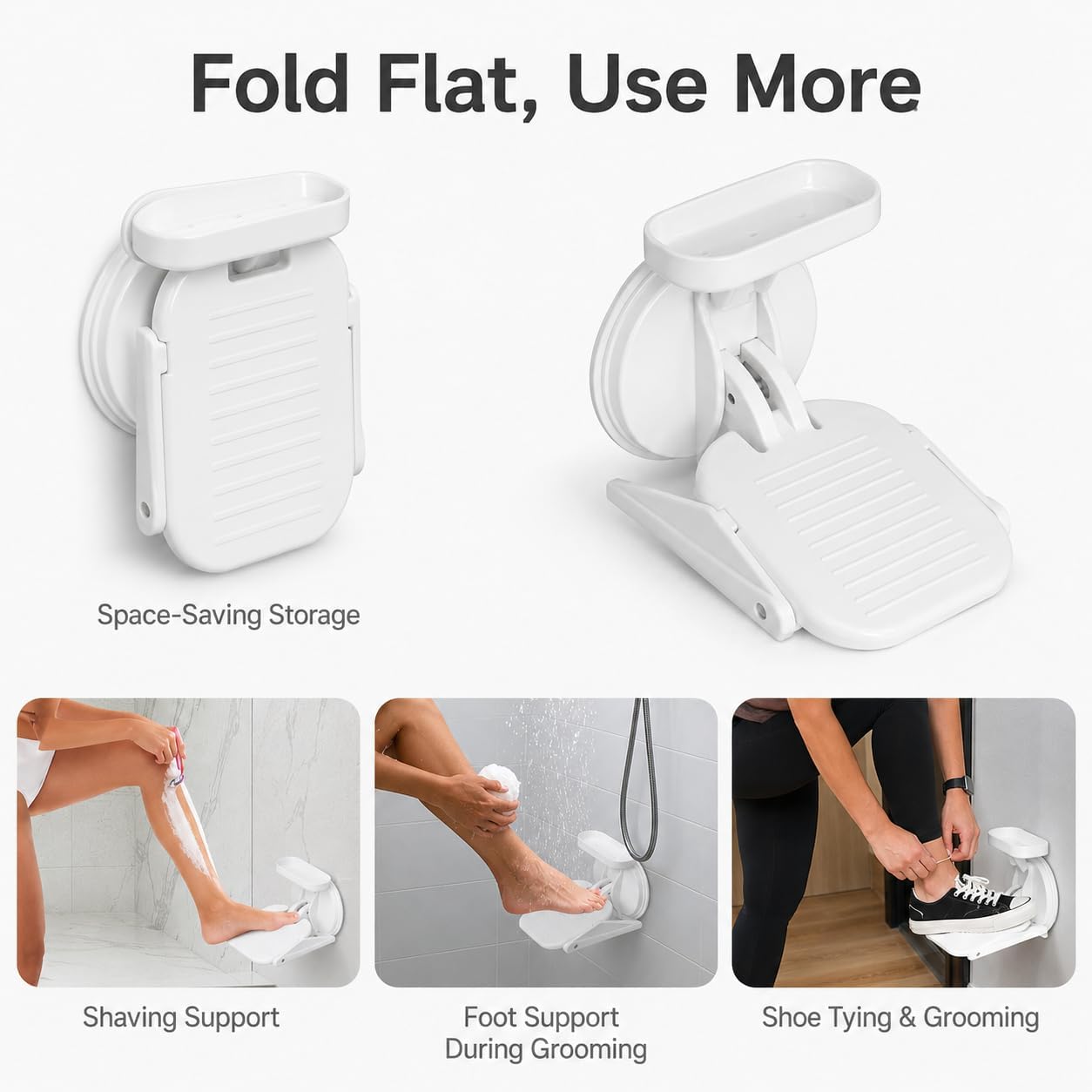 Shower Stool for Shaving Legs,Bath Foot Rest for Wall Showers Small Stand for Inside with Powerful Suction Cup