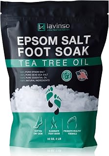 Tea Tree Oil Foot Soak with Epsom Salt - Made in USA - for Toenail Health, Athletes Foot, Stubborn Foot Odor, Softens Calluses & Soothes Sore Tired Feet - 2 LB