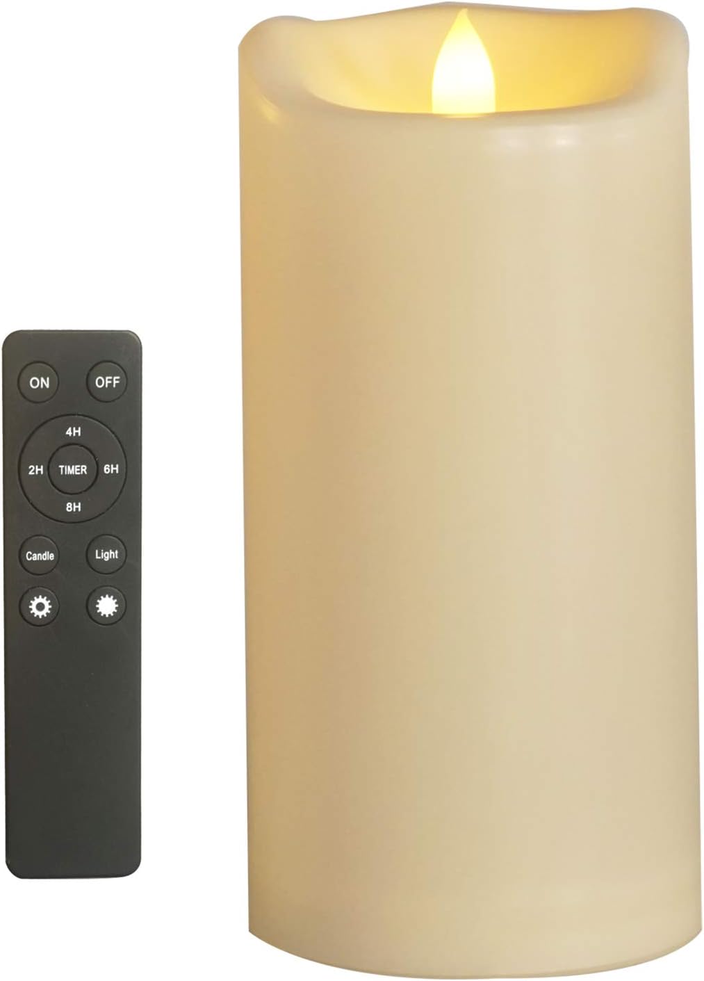 8"x4" Battery Operated Flameless LED Pillar Candle, Outdoor Waterproof Flickering Light with Remote & Timer for Halloween Party Wedding Party Home Decoration, 1 Pack