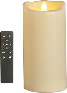 8"x4" Battery Operated Flameless LED Pillar Candle, Outdoor Waterproof Flickering Light with Remote & Timer for Halloween Party Wedding Party Home Decoration, 1 Pack