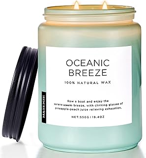 M&SENSE Candle Oceanic Breeze Scented, 19.4oz 110 Hour Long Lasting 2 Wick Pineapple & Mango Scent Natural Soy Candles for Home Scented for Stress Relief & Women/Men