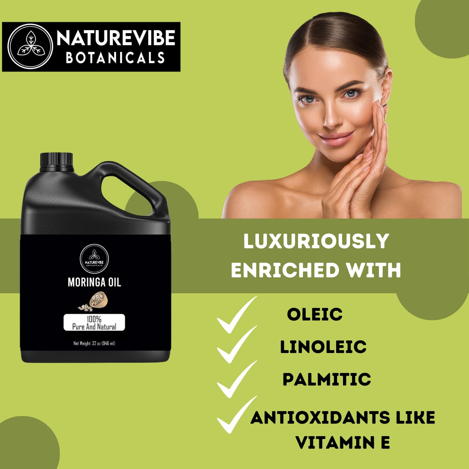 Naturevibe Botanicals Grapeseed Oil 32oz and Moringa Seed Oil 32oz | Oil Combo