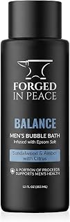 Men’s Bubble Bath with Epsom Salt & Aloe - Sandalwood, Amber & Citrus | Muscle Recovery, Skin Care, Stress Relief | 12 Fl Oz | Supports Men's Health
