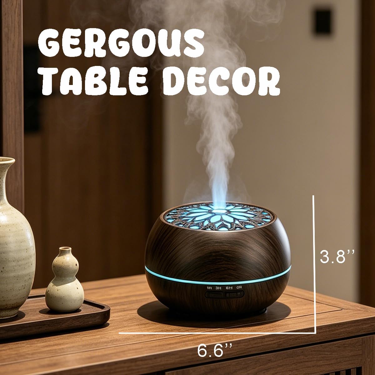 Essential Oil Diffuser for Home,Large Capacity 550ml Diffuser with Remote for Large Room,Mini Humidifier with LED Night Lights for Office Room Decor Gift for Women Men(Dark Wood Grain)