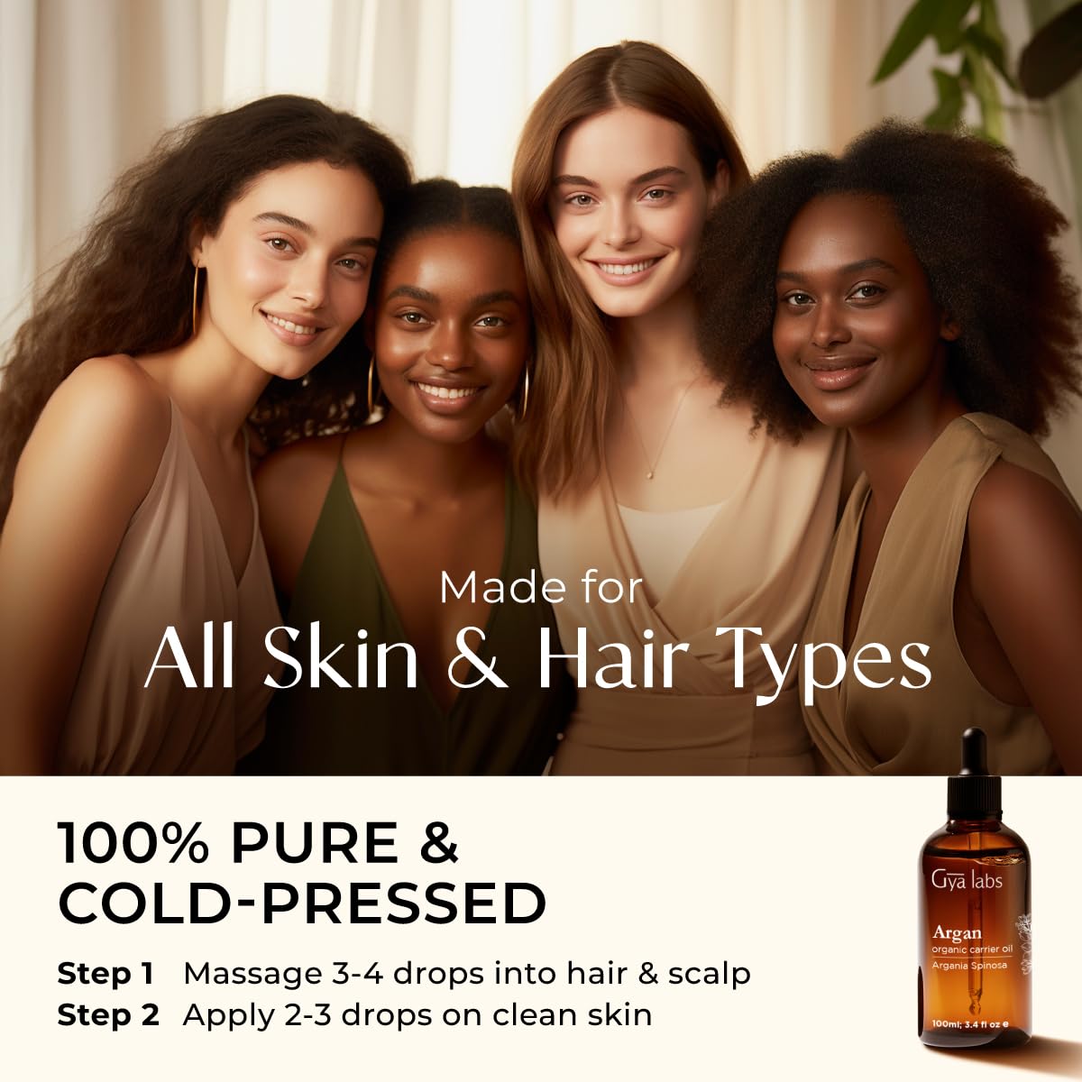 Gya Labs Argan Hair Revival Oil - 3.4 Fl Oz - Non-Greasy Formula for Thickening & Strengthening - Repairs Damaged Hair, Split Ends & Dry Scalp