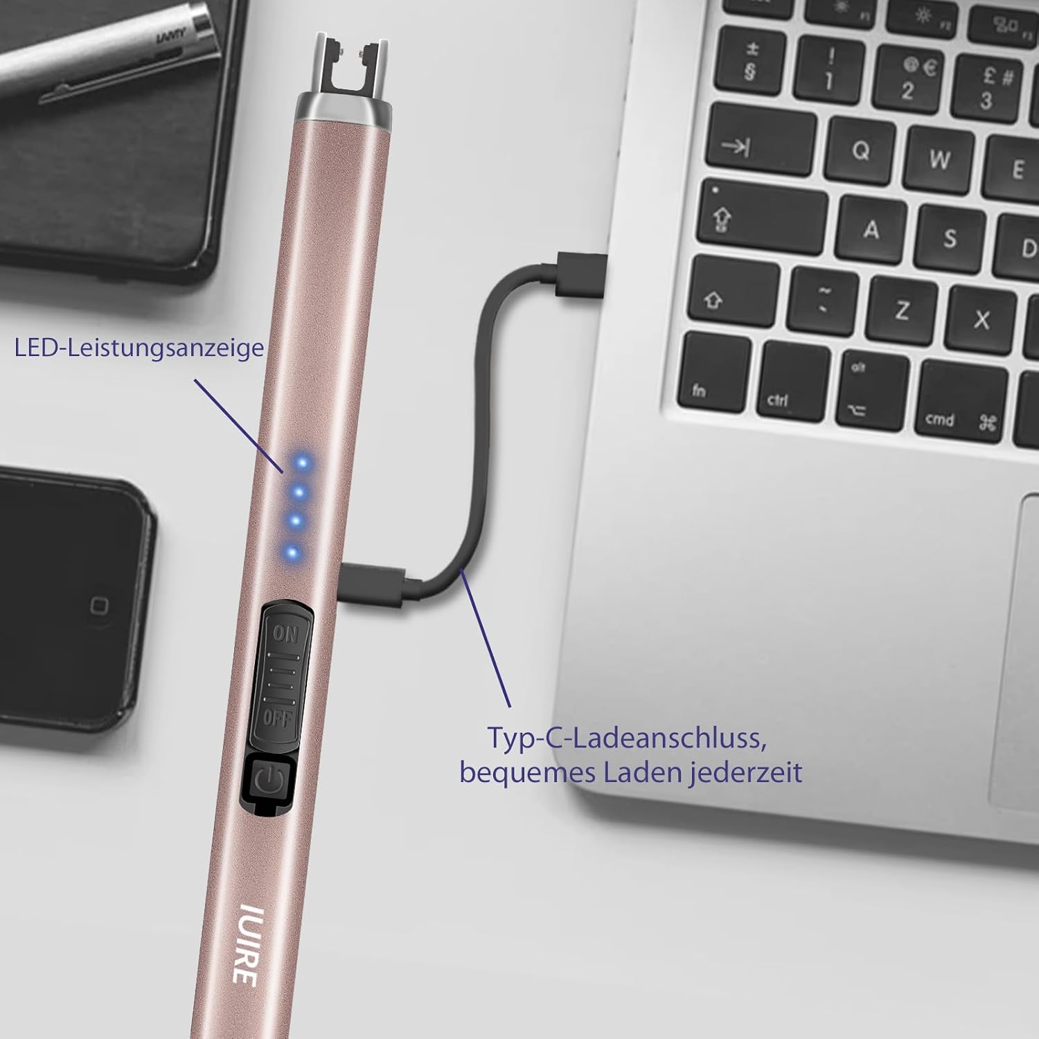 Electric Candle Lighter with Flashlight USB C Rechargeable Arc Lighters for Candles Windproof Plasma for Camping BBQ Stove Home Emergency with Safety Switch LED Battery Display