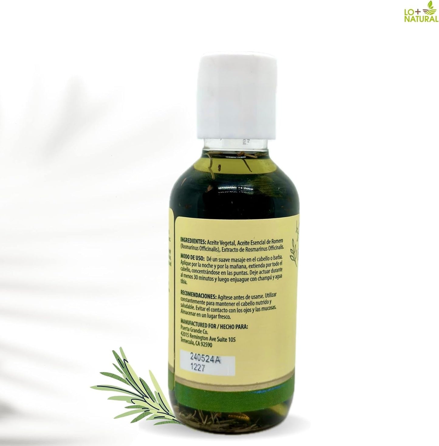 Rosemary Oil (Aceite de Romero) - Maximum Concentration, (120 mL) - Natural Essential Oil for Hair & Skin refresing Aroma
